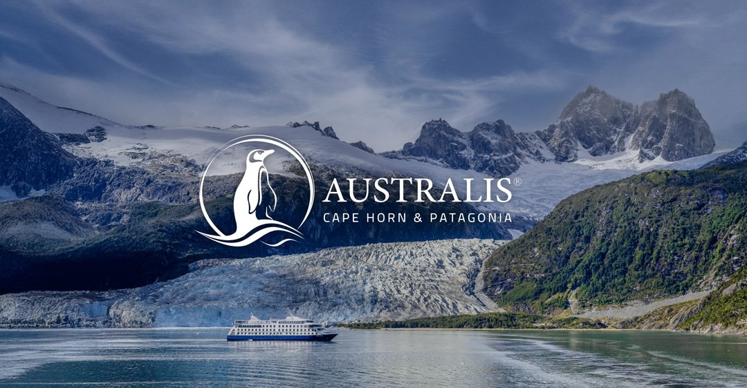 Australis expedition ship navigating the icy fjords and glaciers of Patagonia